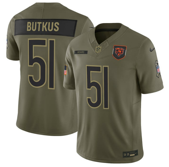 Men's Olive Chicago Bears #51 Dick Butkus 2025 F.U.S.E. Salute to Service Limited Stitched Football Jersey